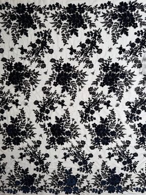 Black and Navy 3D Velvet Lace - EB3056