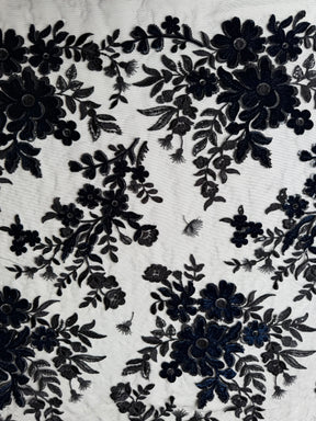 Black and Navy 3D Velvet Lace - EB3056