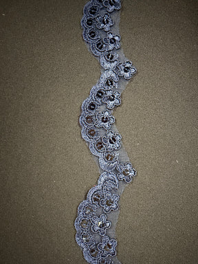 Navy Corded Sequin Edging - T713