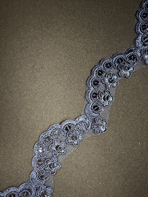 Navy Corded Sequin Edging - T713