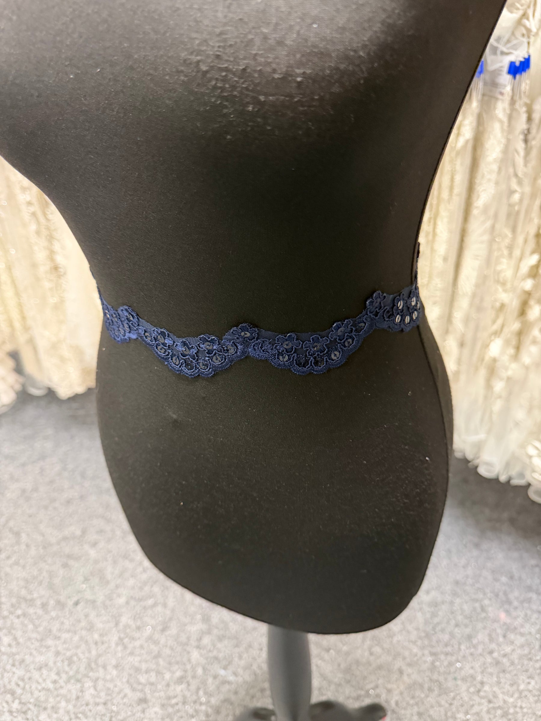 Navy Corded Sequin Edging - T713