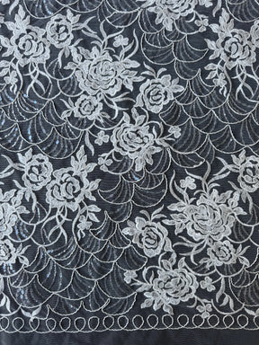 Ivory Sequin Raschel Lace - EB3047