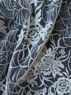 Ivory Sequin Raschel Lace - EB3047