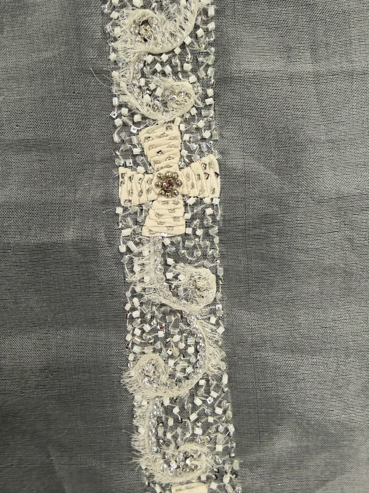 Crystal/Ivory/Silver 3D Crystal Beaded Edging - T515