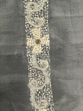 Crystal/Ivory/Silver 3D Crystal Beaded Edging - T515