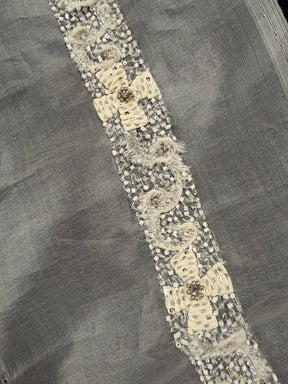 Crystal/Ivory/Silver 3D Crystal Beaded Edging - T515