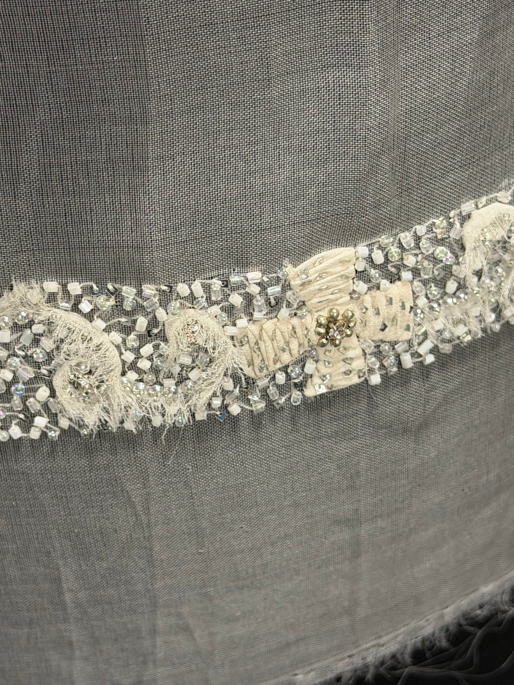 Crystal/Ivory/Silver 3D Crystal Beaded Edging - T515