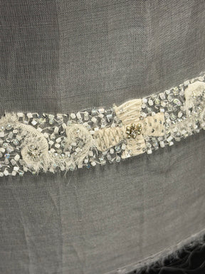 Crystal/Ivory/Silver 3D Crystal Beaded Edging - T515