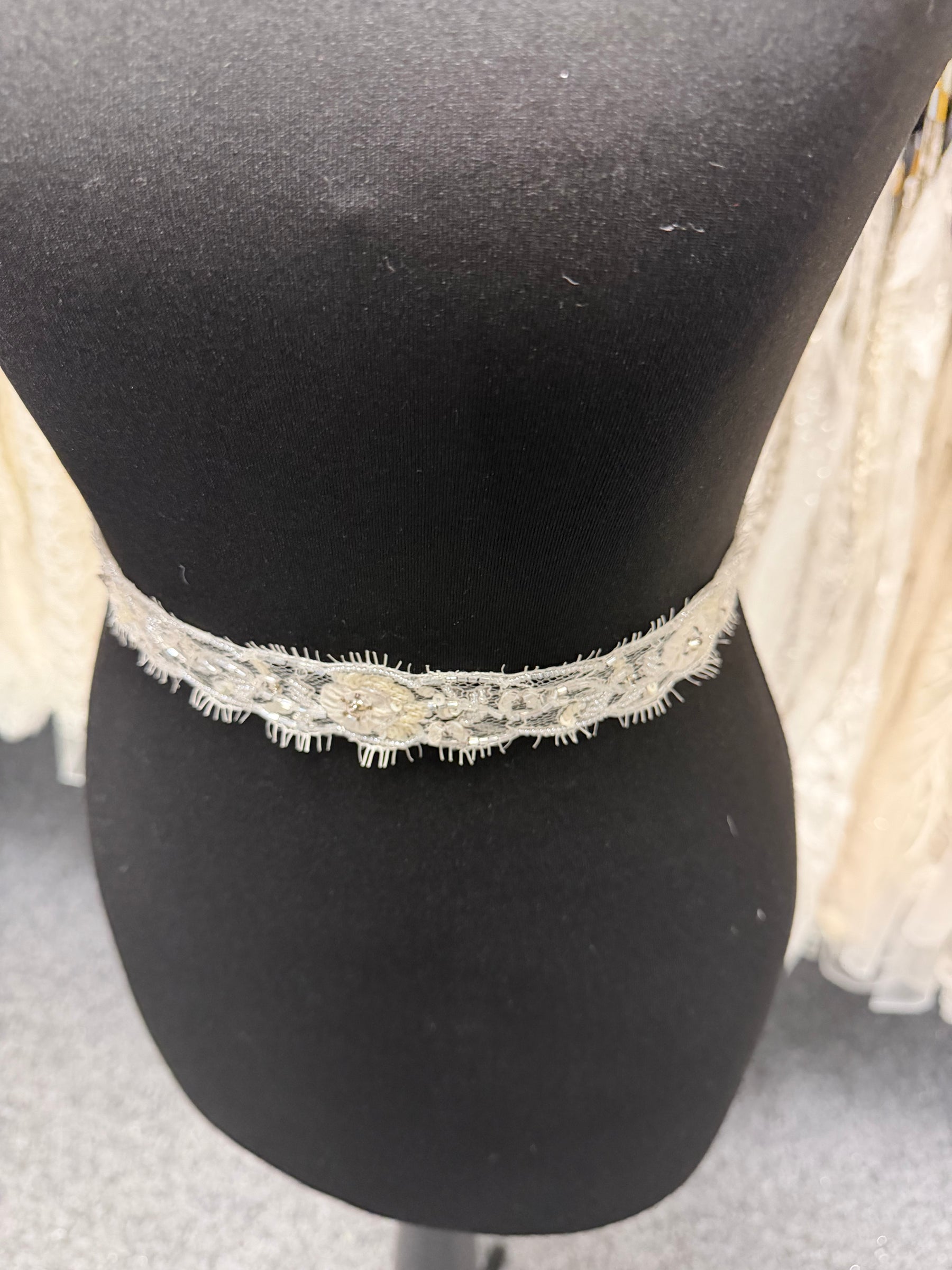 Ivory 3D Beaded Sequin Edging - T513