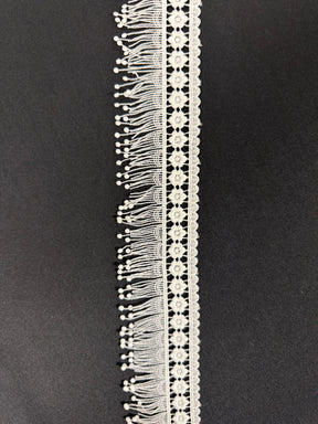 Ivory Fringed Guipure Lace Trim - EH4008