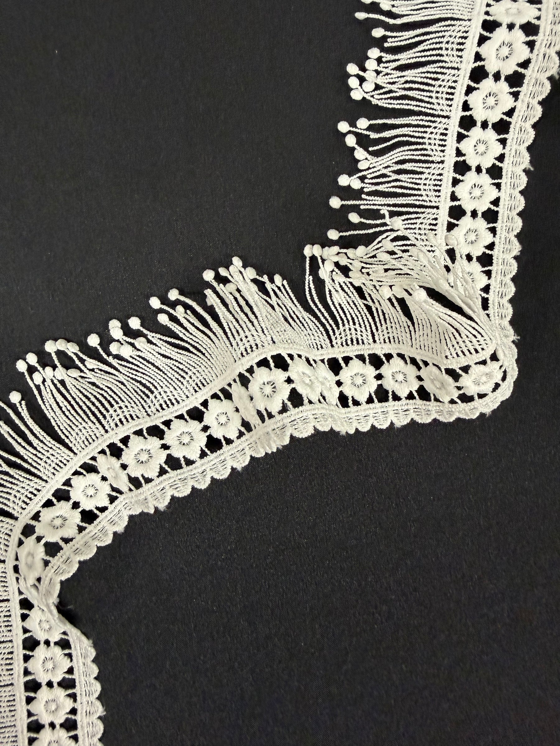 Ivory Fringed Guipure Lace Trim - EH4008