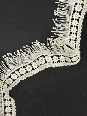 Ivory Fringed Guipure Lace Trim - EH4008