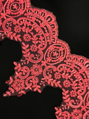 Coral Corded Lace Trim - T623