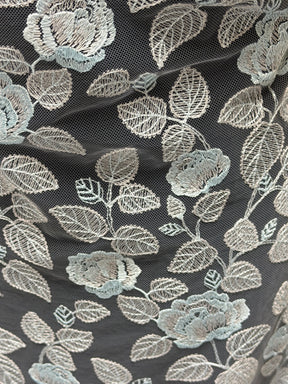 Silver and Blue Embroidery Lace - EB5042