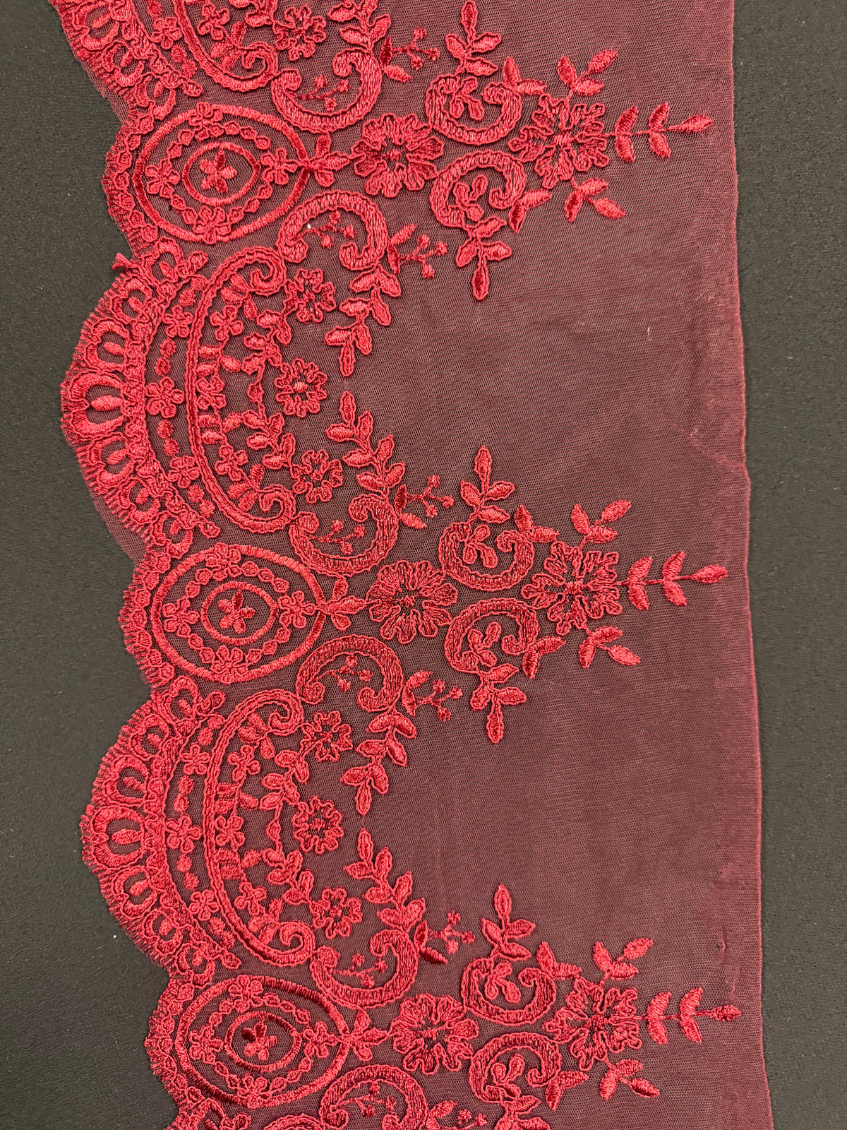 Wine Corded Lace Trim - T623