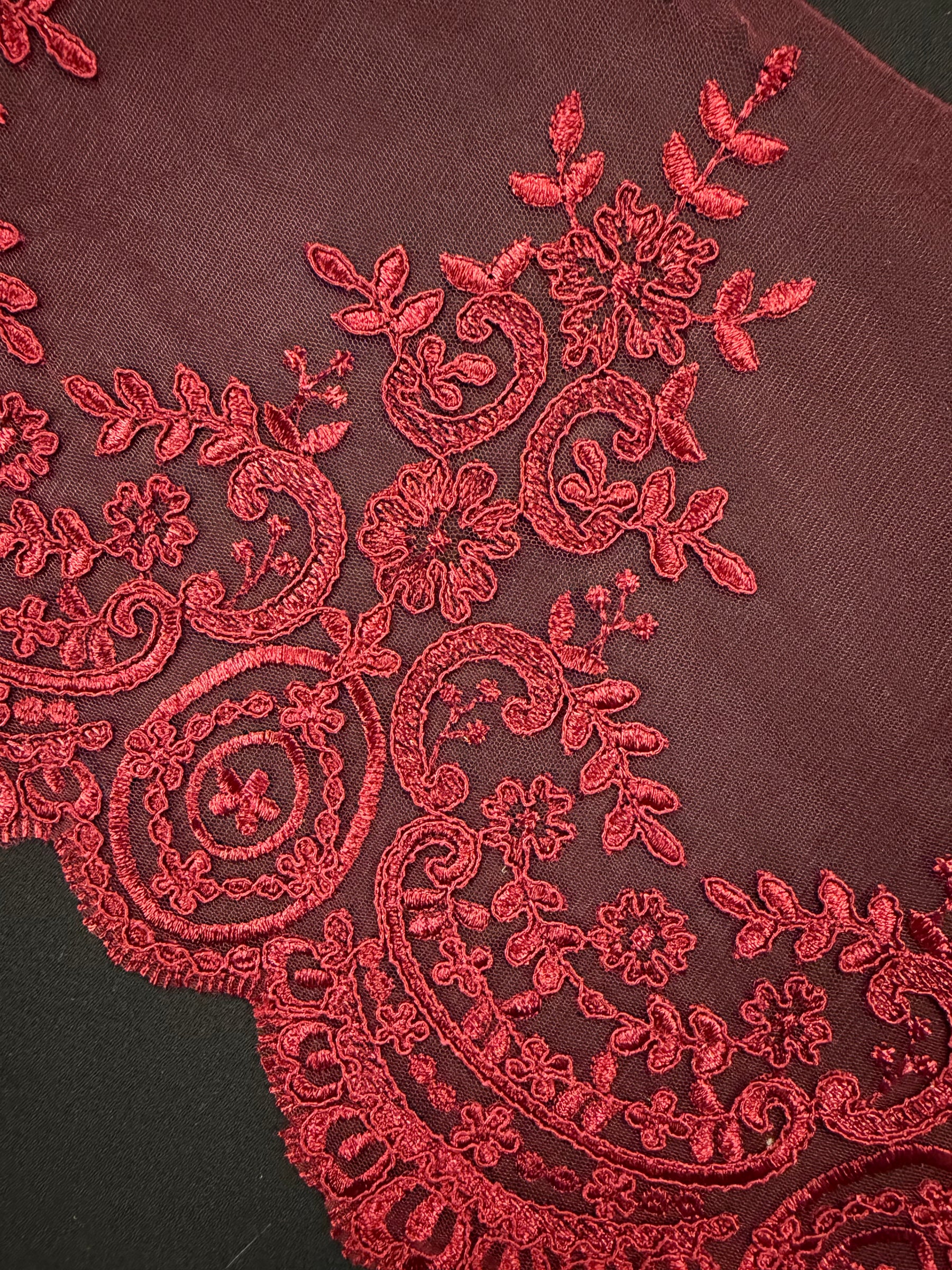 Wine Corded Lace Trim - T623
