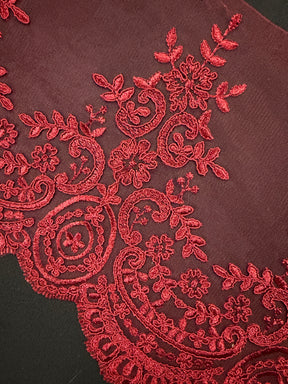Wine Corded Lace Trim - T623
