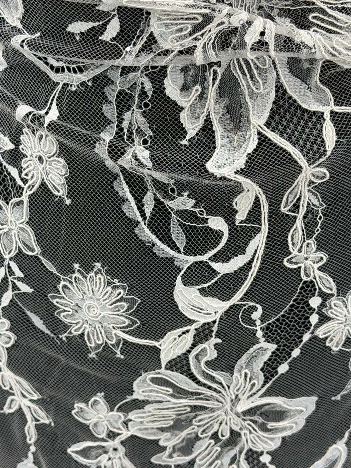 Ivory Corded and Sequin Embellished Lace - Ladina
