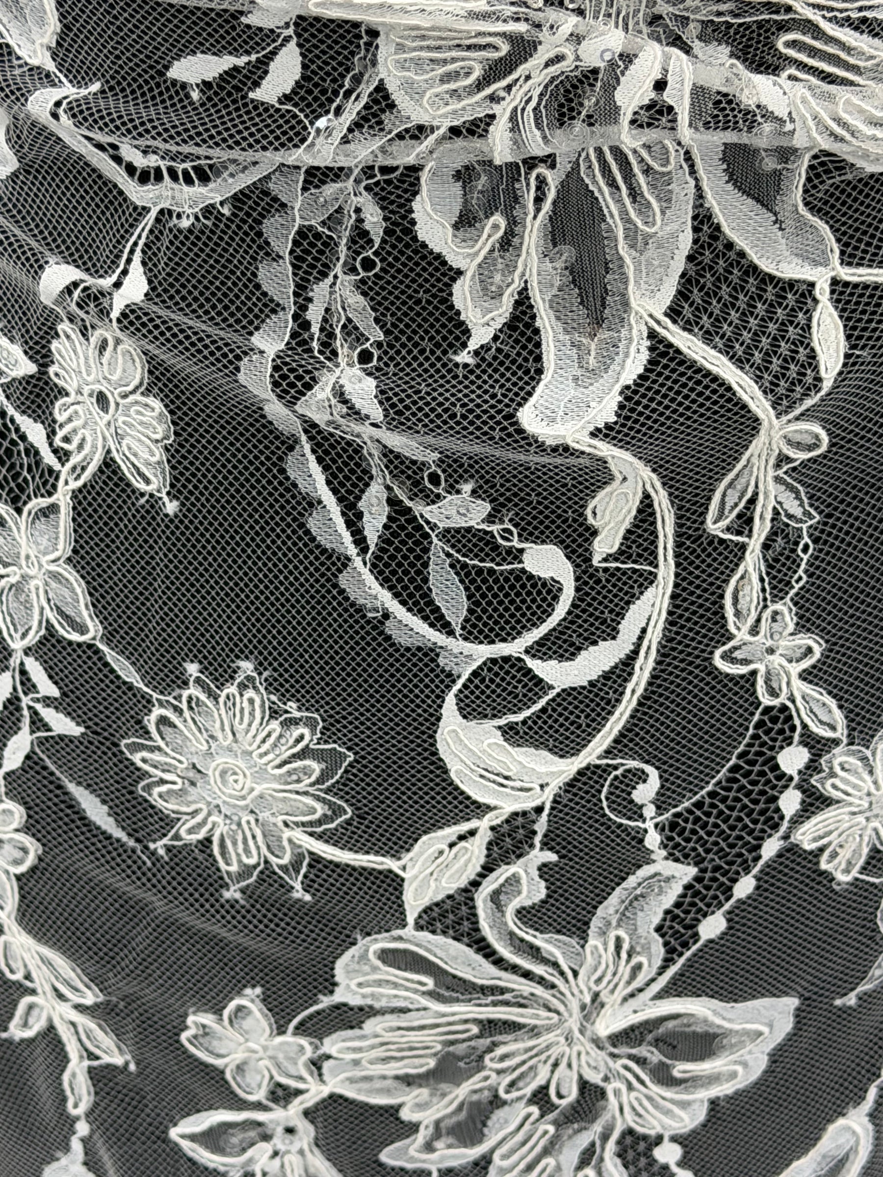 Ivory Corded and Sequin Embellished Lace - Ladina