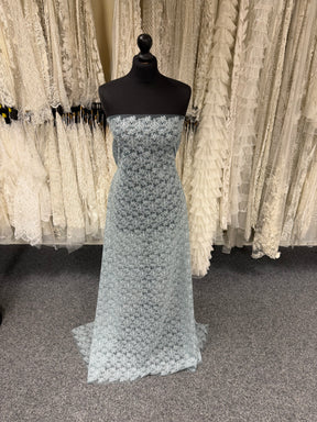 Duck Egg Embroidered Lace - EB5010