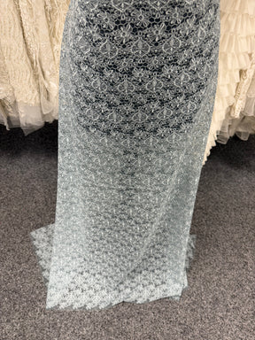 Duck Egg Embroidered Lace - EB5010