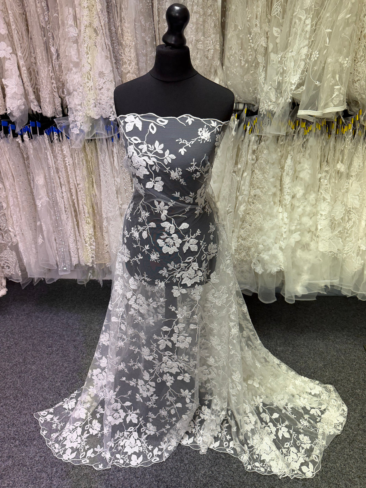 Ivory Sequin Floral Lace - EB3019