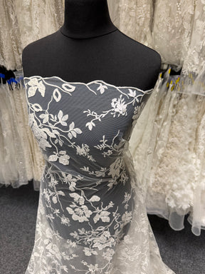 Ivory Sequin Floral Lace - EB3019