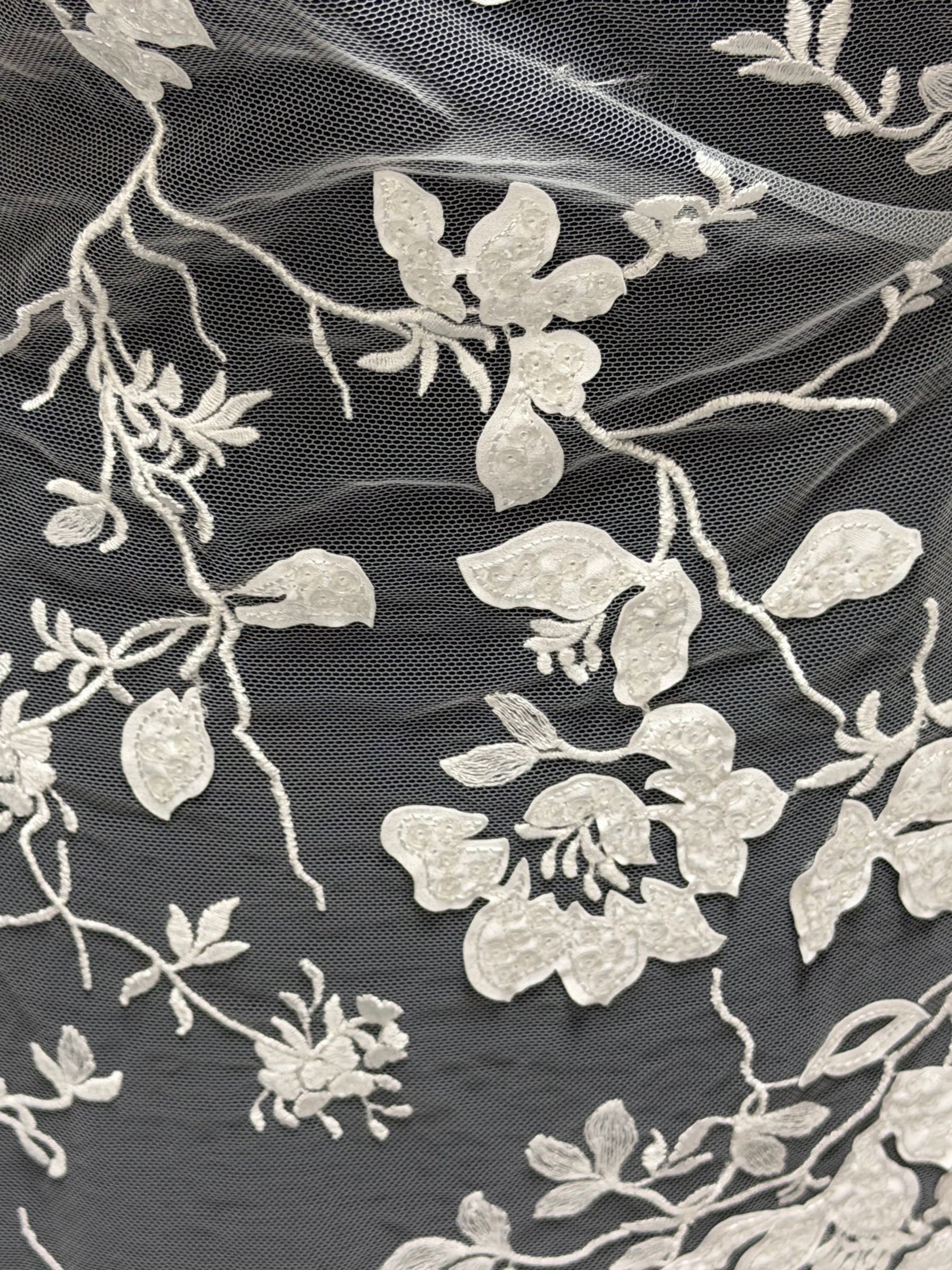 Ivory Sequin Floral Lace - EB3019