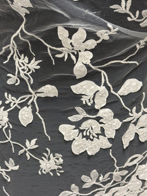 Ivory Sequin Floral Lace - EB3019