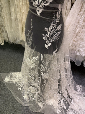 Ivory/Silver Embroidered Beaded Tulle - EB1098