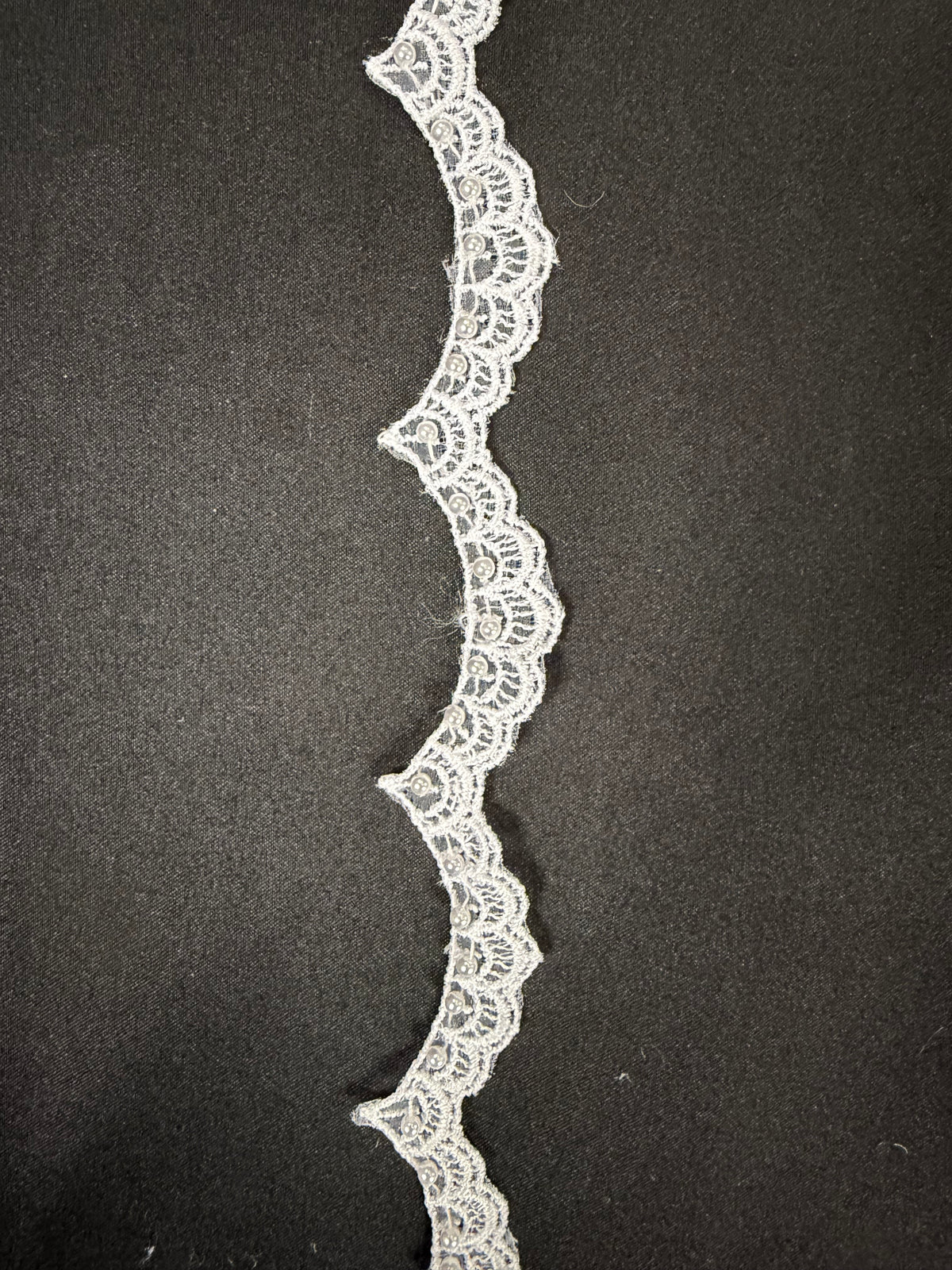 White Beaded Lace Trim - T17