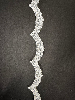 White Beaded Lace Trim - T17