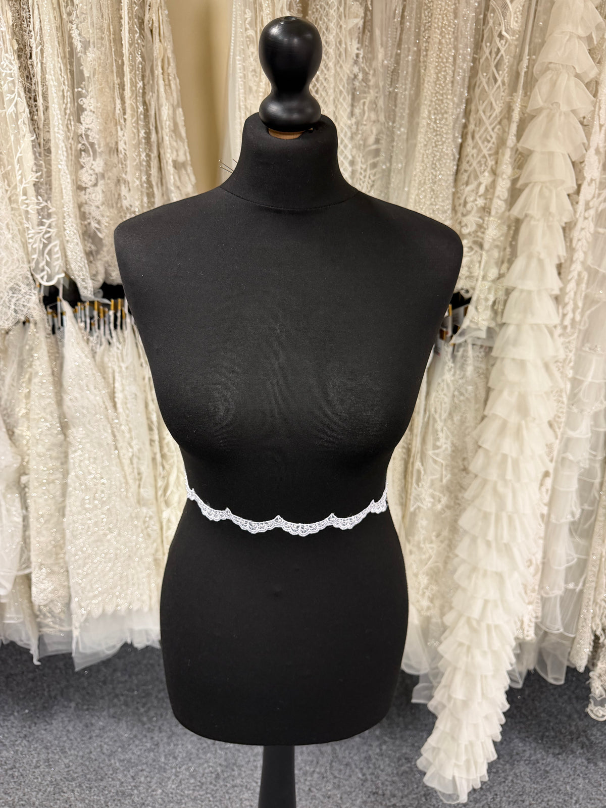 White Beaded Lace Trim - T17