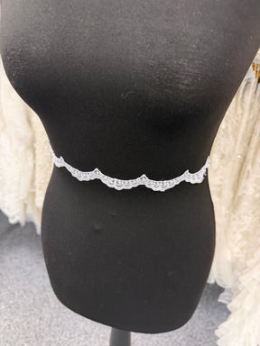 White Beaded Lace Trim - T17