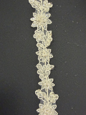 Ivory Beaded Sequin Edging - T629