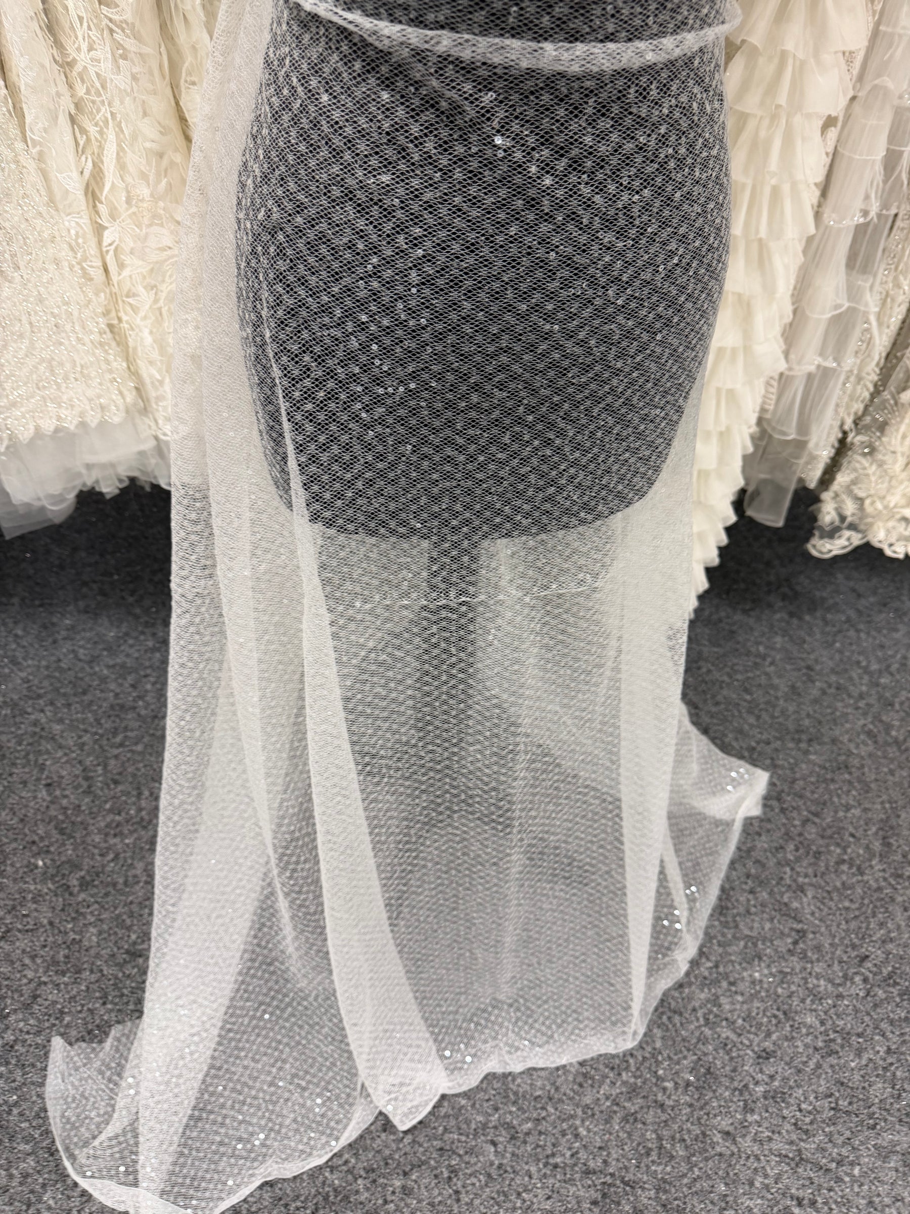 Ivory Sequin Raschel Lace - EB3046