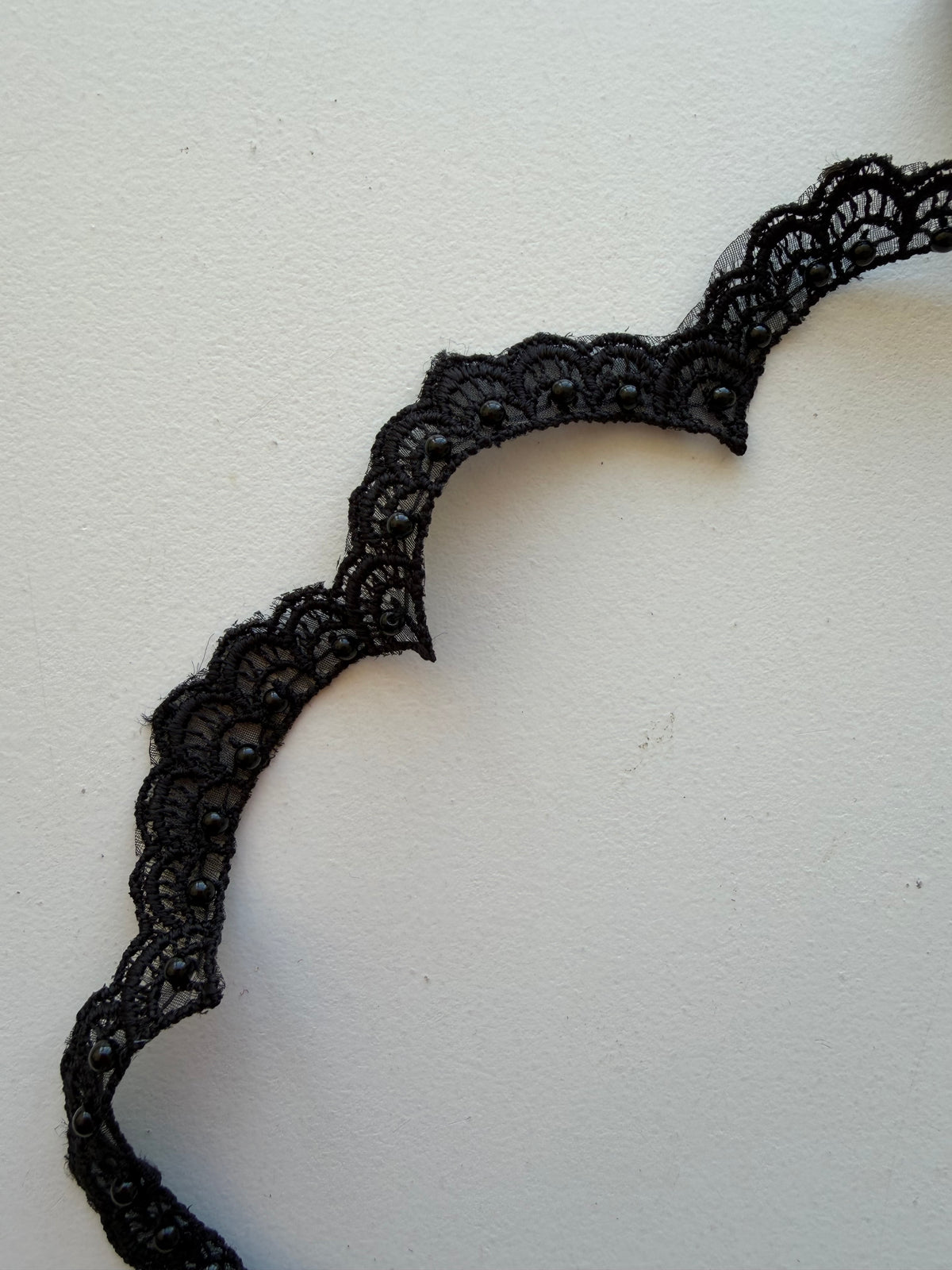 Black Beaded Lace Trim - T17