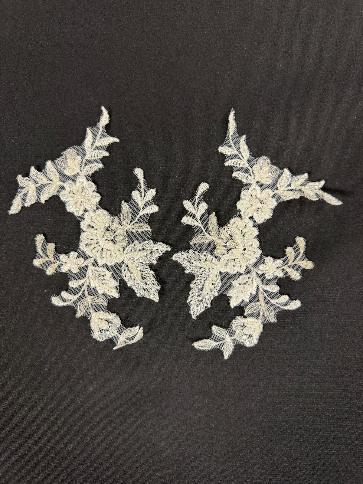 Ivory Beaded Lace Appliques - T507