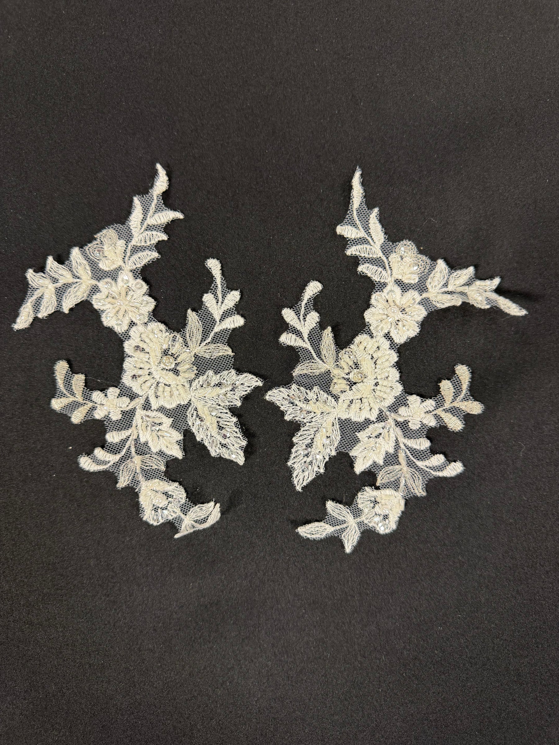 Ivory Beaded Lace Appliques - T507