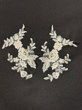 Ivory Beaded Lace Appliques - T507