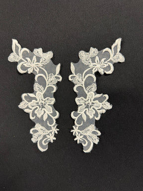 Ivory Organza Lace Appliques - T108
