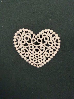 Pink Embroidered Heart Applique - T950