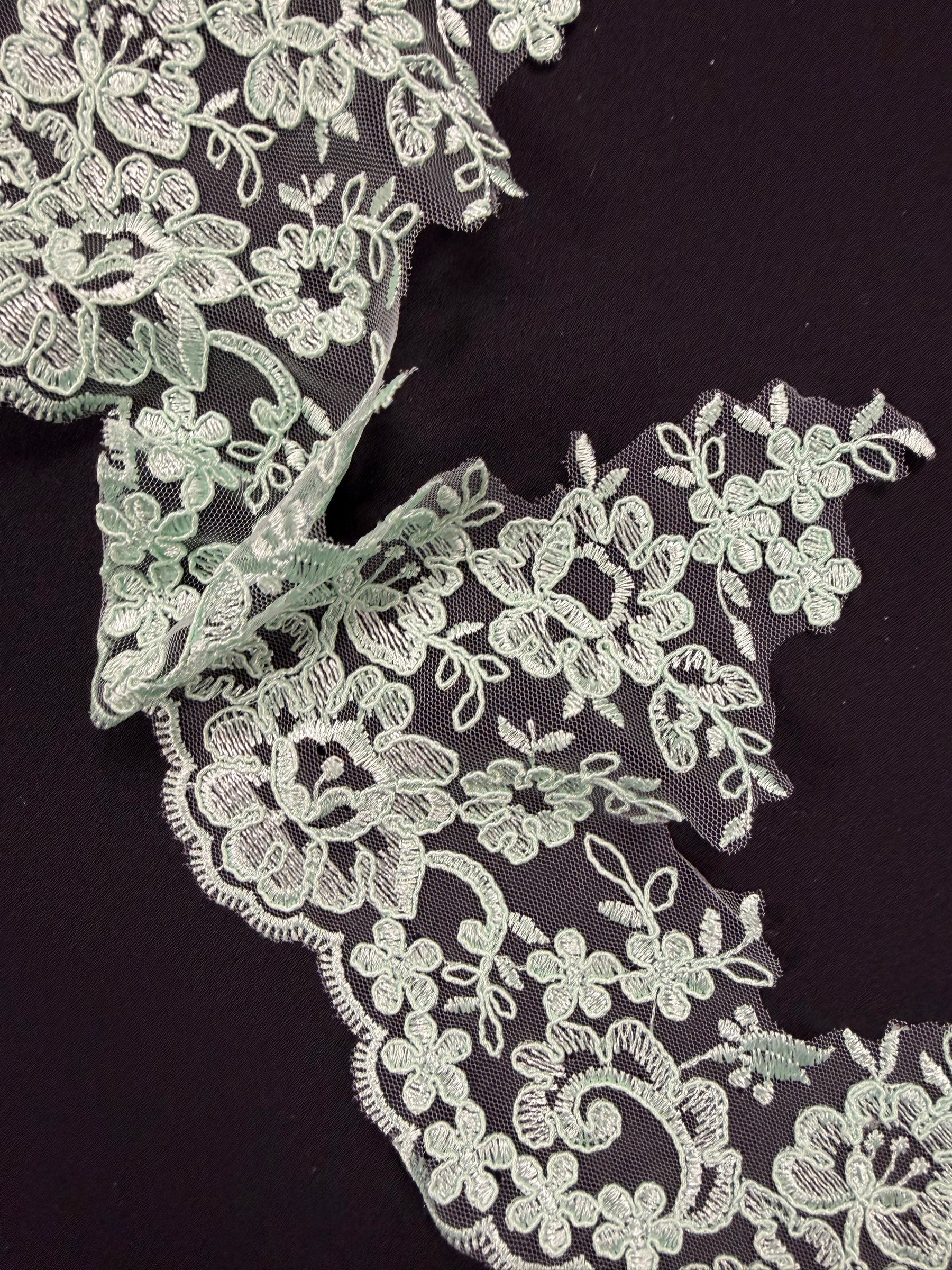 Aqua Corded Lace Trim - T660