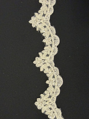 Ivory Corded Beaded Sequin Edging - T666
