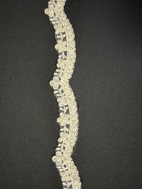 Ivory Corded Beaded Sequin Edging - T664