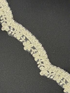 Ivory Corded Beaded Sequin Edging - T664