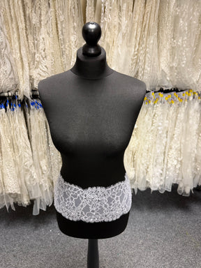 White Sequin Lace Trim - T786