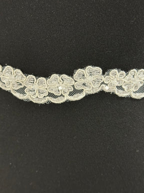 Ivory Beaded and Corded Lace Trim - Nimble