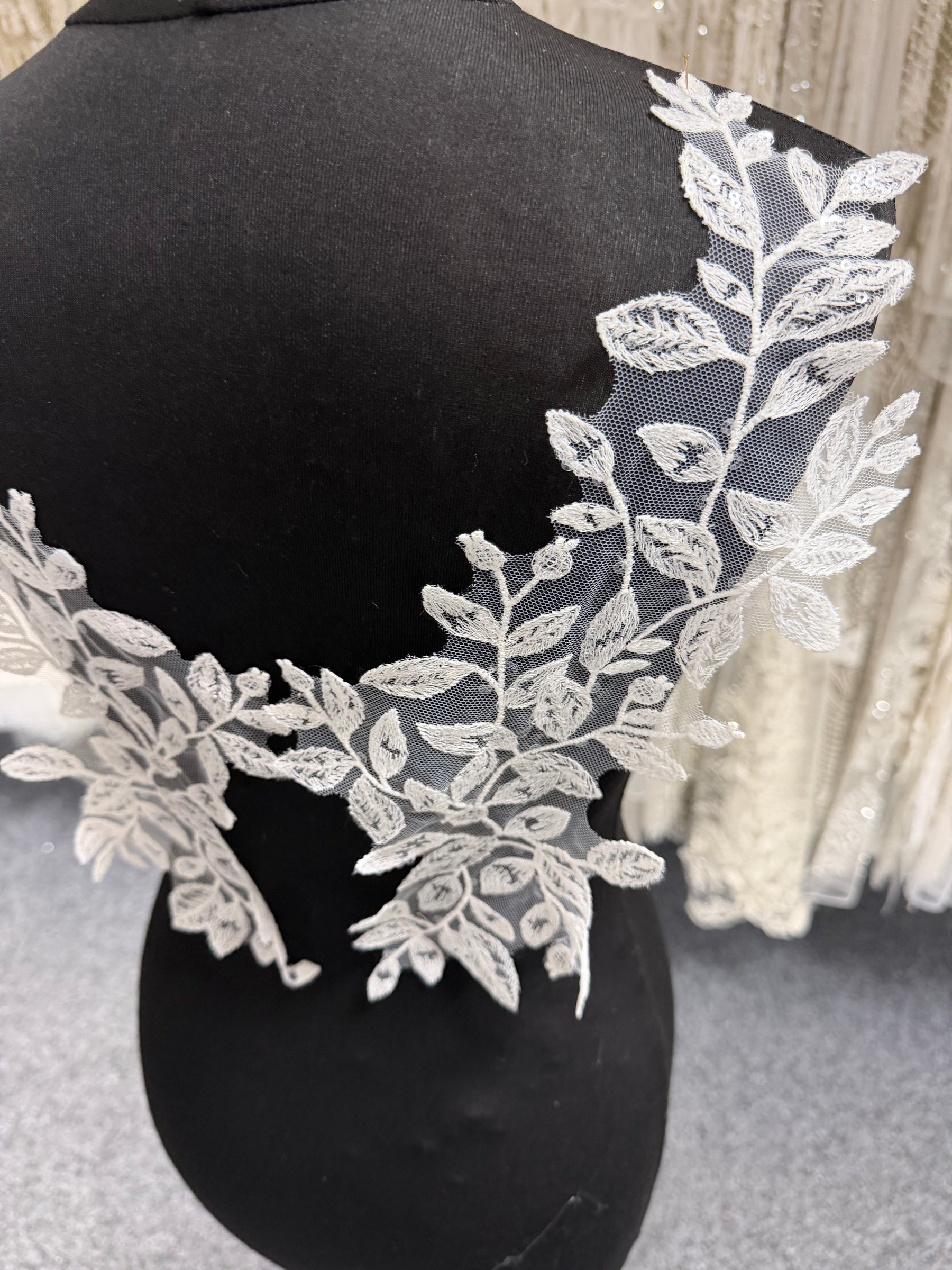 Ivory Sequin Embroidered Lace Appliques - MT6005