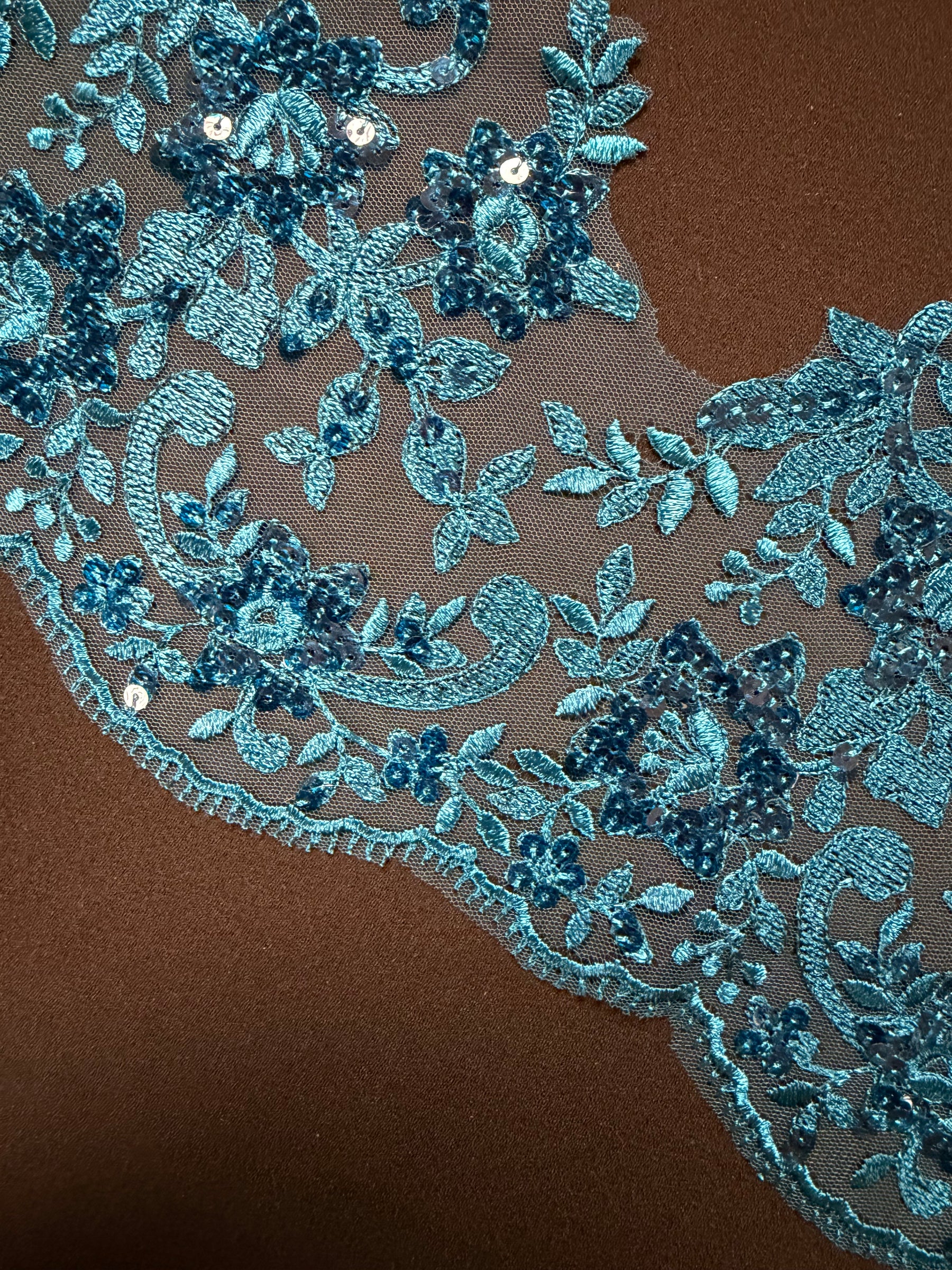 Teal Sequin Edging - T661